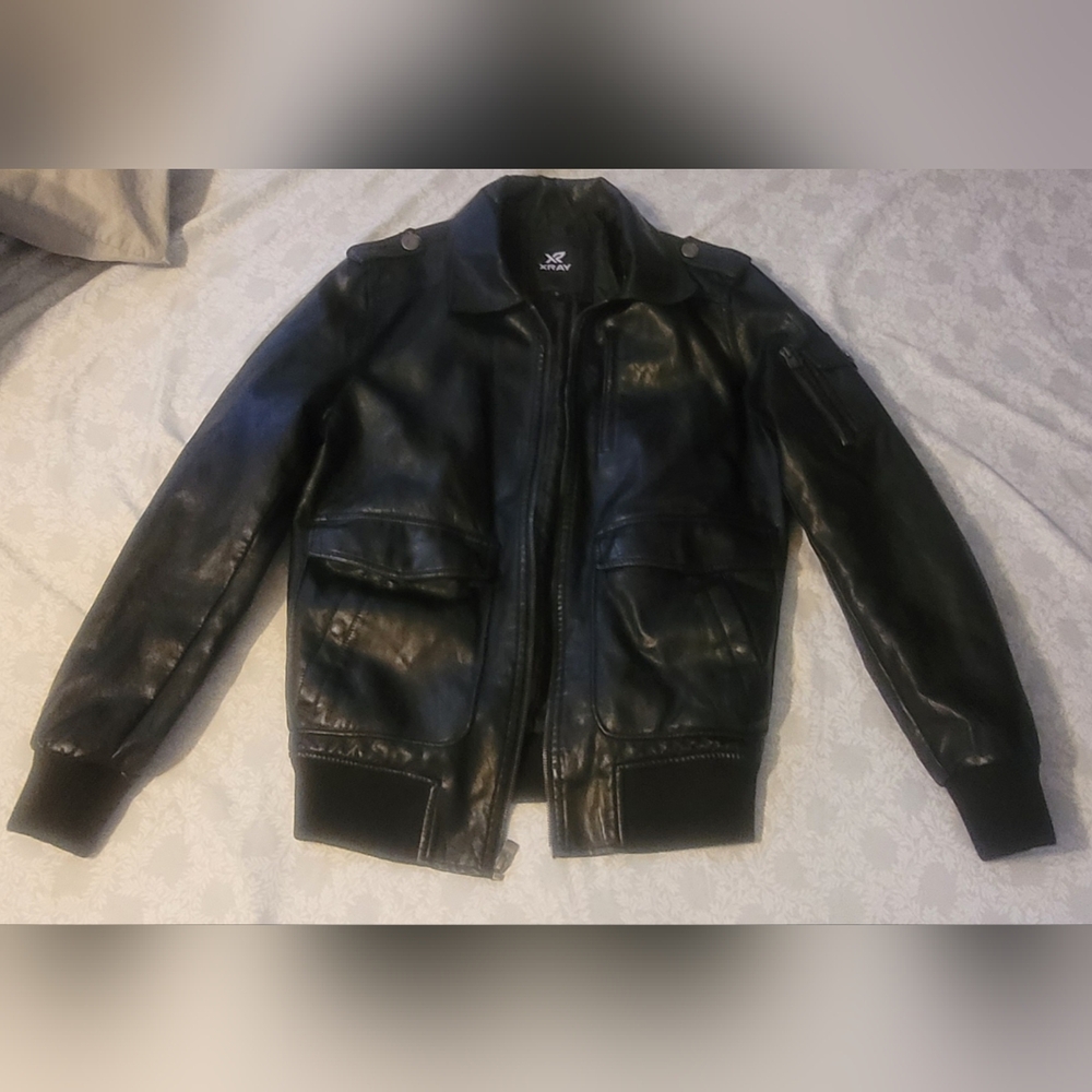 Xray Jeans Faux Leather Bomber Jacket